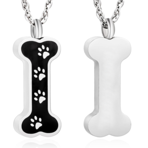 Bone Shaped Paw Print Ashes Pendant