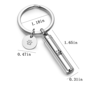 Cylinder Ashes Keychain with Paw Tag