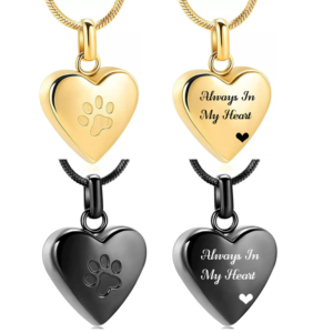 "Always in My Heart" Paw Heart Urn Necklace