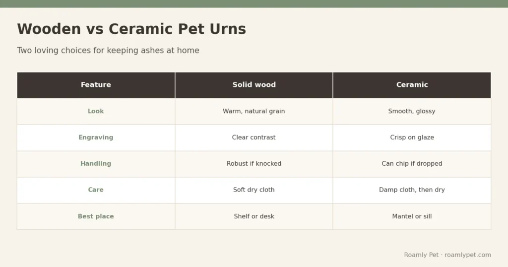 Wooden vs Ceramic Pet Urns