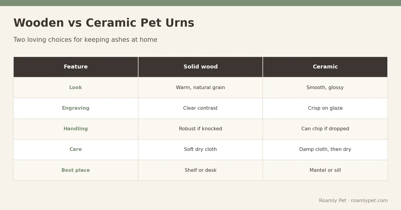 Wooden vs Ceramic Pet Urns